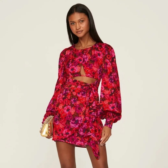 For love & lemons Lauren long sleeve mini dress NWT XXS - Picture 1 of 4